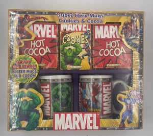 Vintage Marvel Super Hero Mugs Cookies & Cocoa Hulk Spider Man Mugs 2003 Sealed - Picture 1 of 6