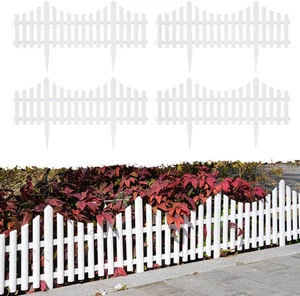 Lightweight & Flexible Plastic White Edging Garden Picket Fence, Pack of 4 (One - Picture 1 of 12