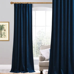 Navy Velvet Curtains 84 inches, Bedroom Blackout Window Drapes Heavy Thick Th... - Picture 1 of 8