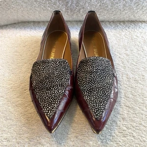 Tory Burch Lila 20mm Loafer Haircalf Printed/Eel Leather/Suede 7M Wine Red - Bild 1 von 22