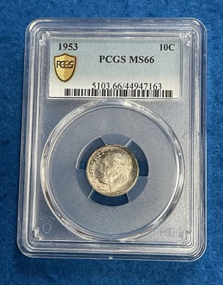 1953 年罗斯福硬币银币 PCGS 评级 MS66 — 第 1/4 张图片
