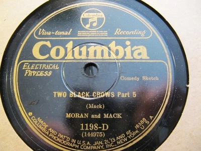 1927 TWO BLACK CROWS George Moran & Charles Mack 5/6 Minstrel HUMOR 1198-D 78 - Image 1 of 2