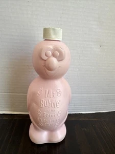Vintage 17 fl oz Pink Mr Bubble Bath Bank 8" Uncut Coin Slot Empty - Picture 1 of 7