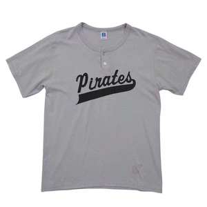 Vintage Russell Athletic Henley T-shirt Mens L Made in USA Beer League Pirates - Picture 1 of 10