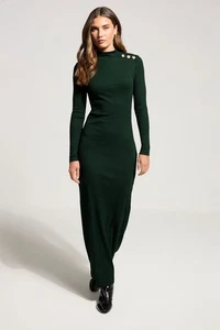 LTS Tall Ribbed Shoulder Button Maxi Dress - Picture 1 of 13