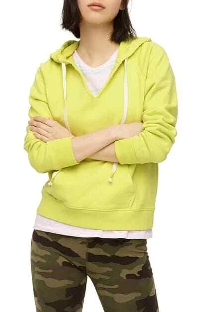 J.Crew French Terry Hoodie Sweatshirt White Womens Med Pocket Style AJ640