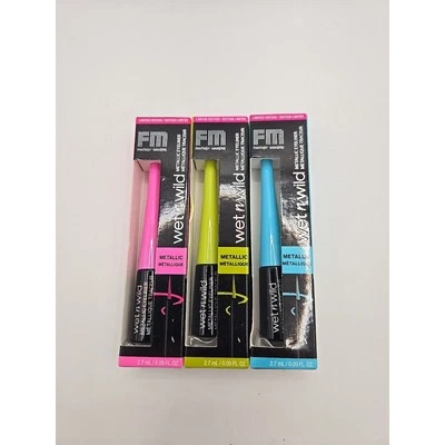 Lot of 3 Wet N Wild FM MegaLiner Liquid Eyeliner Metallic Limited Edition - image 1 of 2