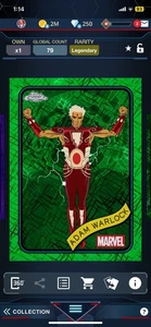 Topps Marvel Collect Legendary Adam Warlock Chrome Hulk Green Lazer 99cc digitale - Foto 1 di 3