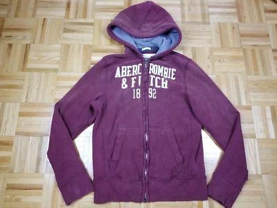 ABERCROMBIE FITCH MUSCLE Y2K FULL ZIP UP BURGANDY HOODIE JACKET SZ LARGE - Image 1 of 4