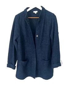 PURE J JILL Wool Blend Snap Front Coat Jacket, Size Petite Small, Marled Blue - Picture 1 of 4