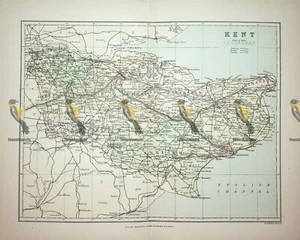 Kent, England, Map, Book Illustration (Print), 1895 - Picture 1 of 1