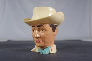 VTG Roy Rogers Cowboy Head Mug – 1950s Plastic Novelty Cup – (h) - Picture 1 of 9
