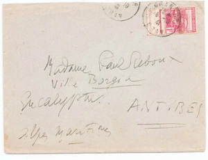 Argelia 1941 Cubierta de correo de tarifa internacional #134 de Orán a Antibes Francia - Imagen 1 de 3