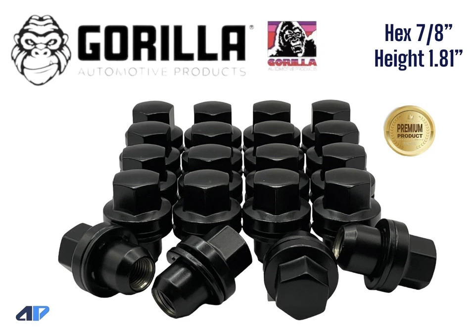 6 Gorilla Large Seat OEM Stock Wheels Lug Nuts 14x1.5 M14 Acorn Chrome 61148cx