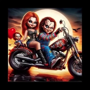 Chucky and Family on Motorcycle Diamond Painting Kit #122 - Picture 1 of 4