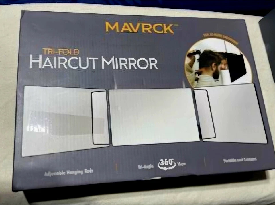 3-Way Trifold Haircut Mirror 360° for Hair Cutting, Grooming, Shaving & Styling - Image 1 of 1