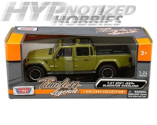 MOTORMAX 1:27 2021 JEEP GLADIATOR OVERLAND TIMELESS LEGENDS DIE-CAST GREEN 79367 - Image 1 of 1