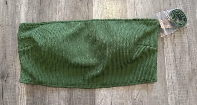 Top de bikini Victoria's Secret rosa arrugado bandeau verde incorporado sujetador XXL NUEVO CON ETIQUETAS Foto 1 de 4