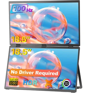 18,5 Zoll Dual Monitore 1080P FHD Dual Screen 100Hz Faltbare Gaming Display VESA - Afbeelding 1 van 10