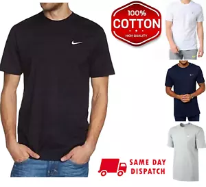 Nike T shirt Mens Short Sleeve Crew Neck Cotton Casual Tee Gym Classic Logo New - Picture 1 of 10