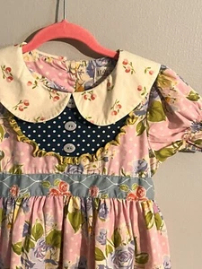 Matilda Jane Veranda Dress EUC Girls Good Hart Peter Pan Collar Polka Dot 4 4T - Picture 1 of 10