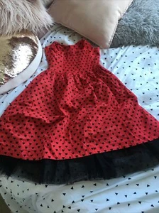 Dress Red N Black Polkha Dot Cotton With Tulle Pettycoat Size Small - Picture 1 of 9
