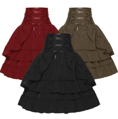 Womens Retro Medieval Renaissance Victorian High Waist Layered Skirt Costume 319 - Image 1 of 4