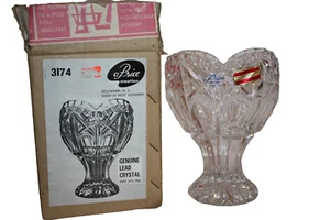 Vintage Echt Bleikristall Hand Cut Lead Crystal Heart Vase & Box Western Germany - Picture 1 of 10