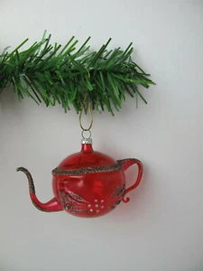 Teekessel Kugel Weihnachten rot Vintage Ornament West Germany - Bild 1 von 7