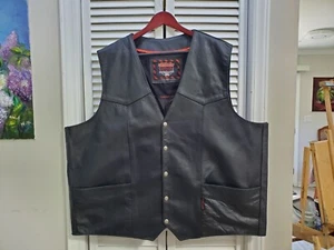 Chaleco Interestatal de Cuero para Motocicleta 5XLT Negro Frente a Presión Excelente Estado De Colección - Imagen 1 de 16
