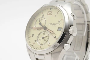 HAMILTON Khaki Pilot H765120 Gold Dial 44mm Quartz Men's Watch Near MINT JAPAN - Picture 1 of 14