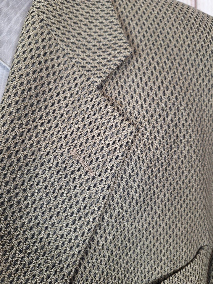 Fioravanti 柔软运动外套男式 48R 棕褐色格子 3 按钮无通风 — 第 1/4 张图片