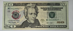 Star Note $20 Bill United States Currency Federal Reserve Series 2013 - Picture 1 of 3
