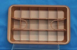 Copper Brownie Pan with Slicer Dividers Nonstick Baking Pan 18 Precut 12x8 - Picture 1 of 3