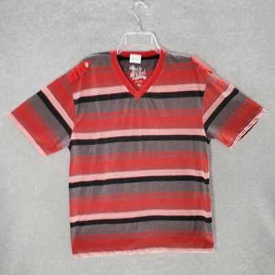 Camiseta Old Skool Hombre XL Roja Negra Gris Rayas Manga Corta Cuello en V Pullover Foto 1 de 4