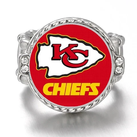 Special Kansas City Chiefs Silver Women's Crystal Accent Football Ring D12 Cover