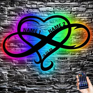 LED RGB Herz und Unendlichkeitszeichen Geschenk zur Verlobung hochzeitsgeschenke - Bild 1 von 10