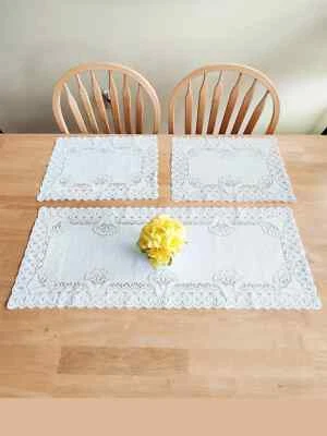 Vintage Lace Table Runner and Two Placemats Doilies/Table Setting Cloths Linens - Image 1 of 4