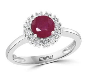 NEW! Effy Natural Ruby & Diamond Ring In Sterling Silver/ 7/ $1,100 - Picture 1 of 6