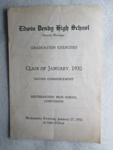 Edwin Denby High School Graduation Exercise Program, Class Of 1932 - Picture 1 of 4