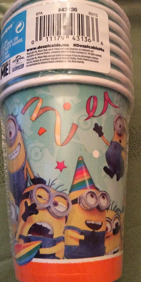 Suministros de fiesta Despicable Me Minions - tazas de papel de 9 oz - 8 quilates(B) Foto 1 de 1