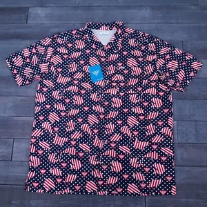 COLUMBIA PFG Trollers Best Vented Patriotic USA Fishing Shirt Mens Size XL Flag - Picture 1 of 8