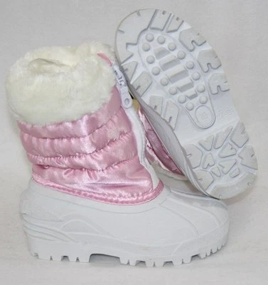 NEW Girls Infant Toddler TAMARACK Snow Baby White Pink Snow Boots Shoes - Image 1 of 2