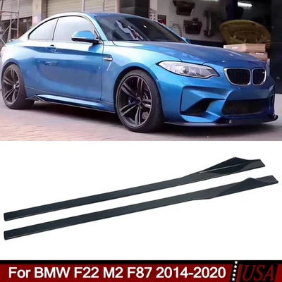 Fits BMW F22 230i M240i 2014-2020 Gloss Black Side Skirts Extension Lip M2 Style Foto 1 de 4