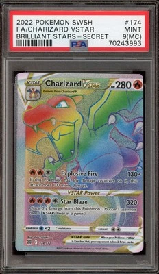 Pokemon Charizard Brilliant Stars Secret Rare Full Art #174 MISCUT ERROR PSA 9 - Image 1 of 2