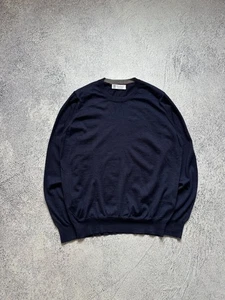 $1100 Brunello Cucinelli Cashmere Crew Neck Bavy Blue Sweater Size IT48 - Picture 1 of 19