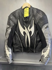 HEIN GERICKE REAL LEATHER RETRO BIKE JACKET SIZE UK 38/ 19 INCH PIT TO PIT - Picture 1 of 21