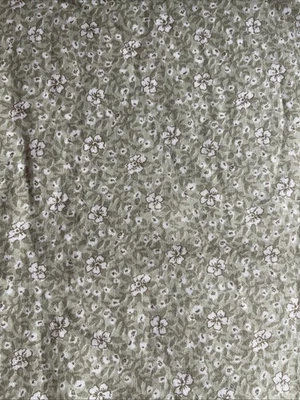 Green w/ Cream Flowers Cotton Fabric 2.5 Yds - Faye Liverman Burgos Marcus Bros. - Image 1 of 4