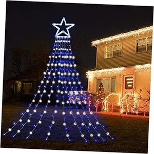 Christmas Decorations Outdoor,11.5 ft 317 LED Star Christmas Tree Lights,8 - Picture 1 of 7