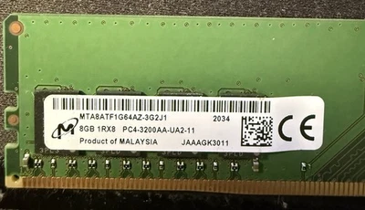 Micron 8GB DDR4 DIMM MTA8ATF1G64AZ-3G2J1 MTA8ATF1G64AZ-3G2R1 Desktop Memory RAM - Image 1 of 2